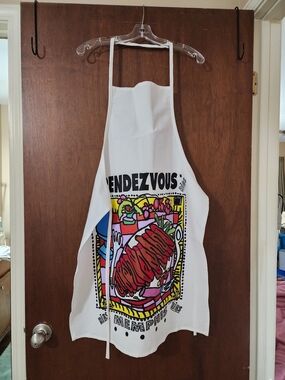 Augusta Sportswear White Memphis Barbecue Apron with Multicolor Graphic